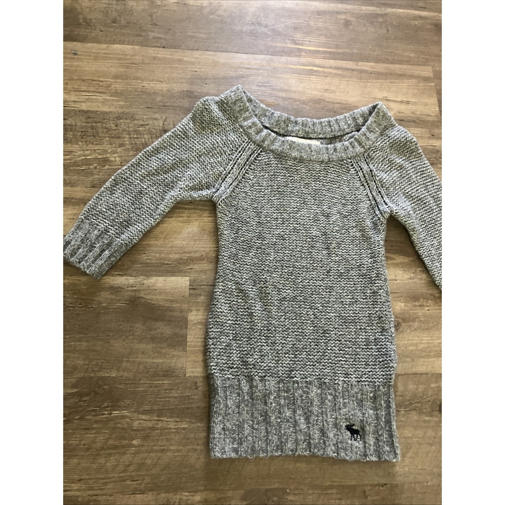 Abercrombie & Fitch Gray Off Shoulder Wool Mix Sweater XL Cozy Knit Chunky SLIM